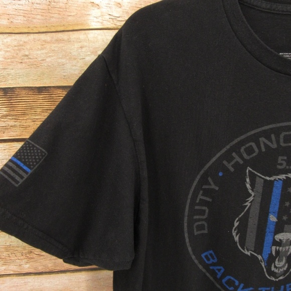 5.11 Tactical Black Back the Blue Crew Neck Short Sleeve Tee L - Picture 7 of 13